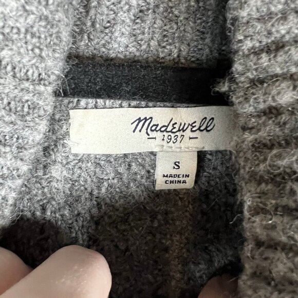 Madewell Gray Waffle Stitch Turtleneck Sweater Merino Wool Alpaca Blend Small S - Picture 5 of 8